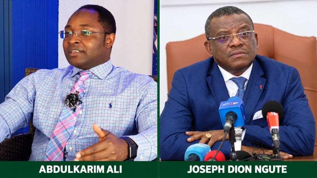 Side-by-side editorial photo composite of Abdulkarim Ali on the left and Joseph Dion Ngute on the right.