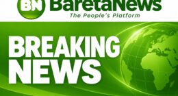 BaretaNews Breaking News featured graphic in green and white