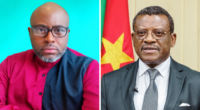 Side-by-side editorial portrait composite of Mark Bareta on the left and Joseph Dion Ngute on the right.
