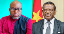 Side-by-side editorial portrait composite of Mark Bareta on the left and Joseph Dion Ngute on the right.